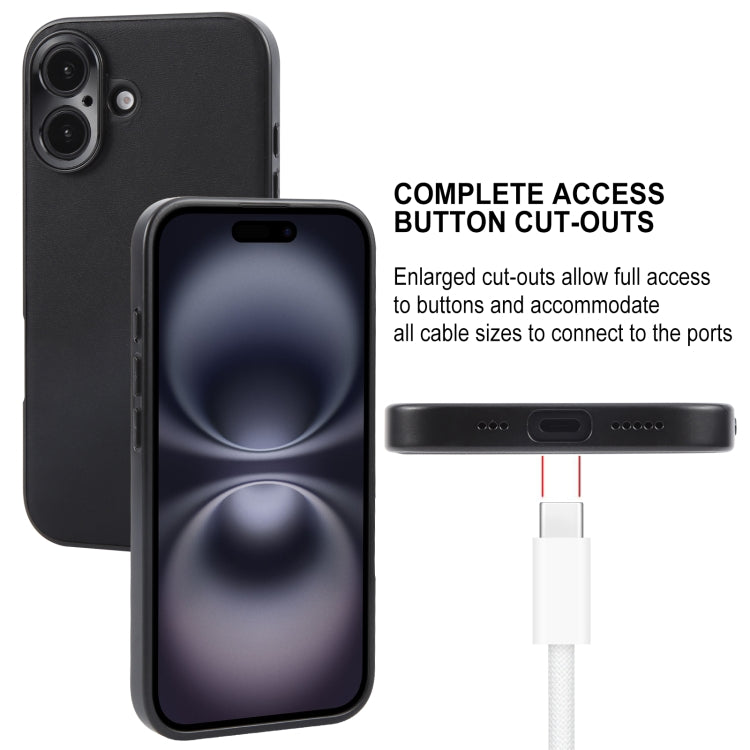 For iPhone 16 Plus GEBEI Plain Leather TPU Hybrid PU Phone Case(Black)