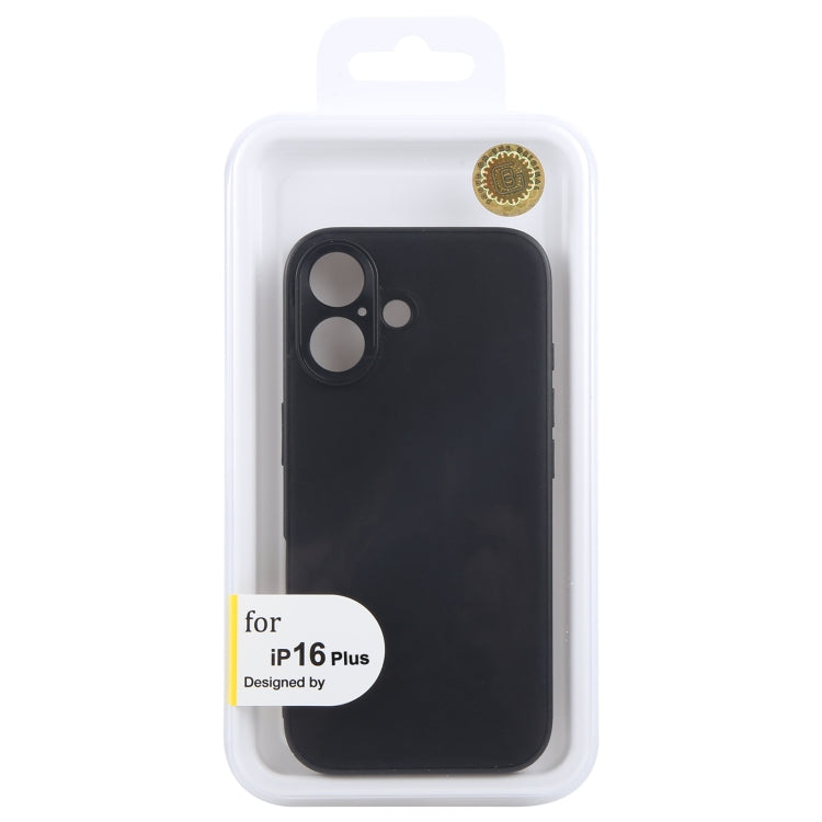 For iPhone 16 Plus GEBEI Plain Leather TPU Hybrid PU Phone Case(Black)