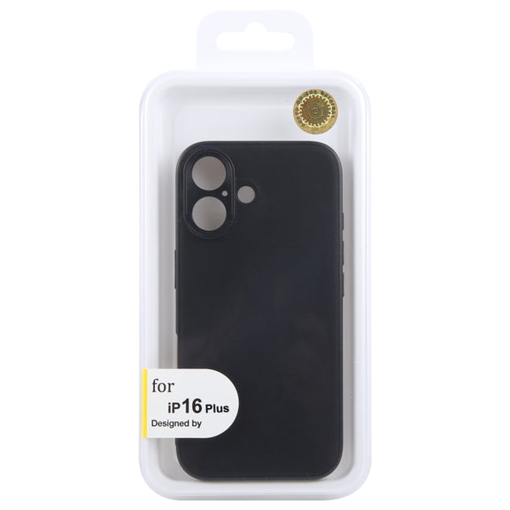 For iPhone 16 Plus GEBEI Plain Leather TPU Hybrid PU Phone Case(Black)