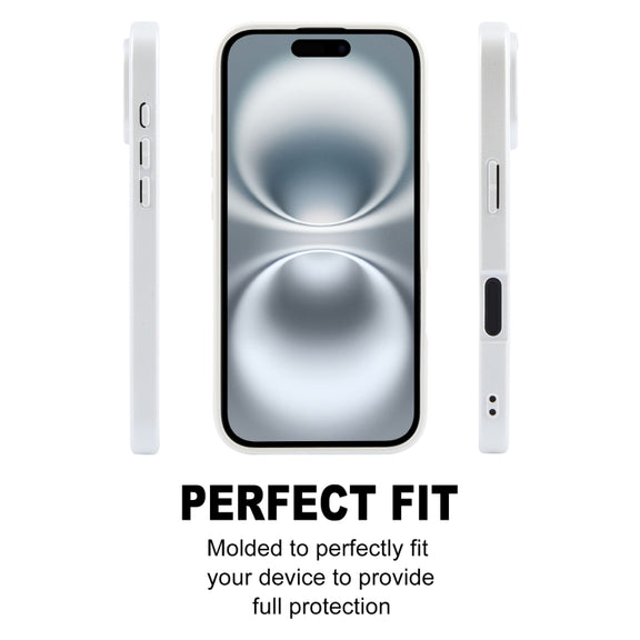 For iPhone 16 GEBEI Plain Leather TPU Hybrid PU Phone Case(White)