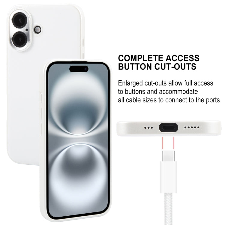 For iPhone 16 GEBEI Plain Leather TPU Hybrid PU Phone Case(White)