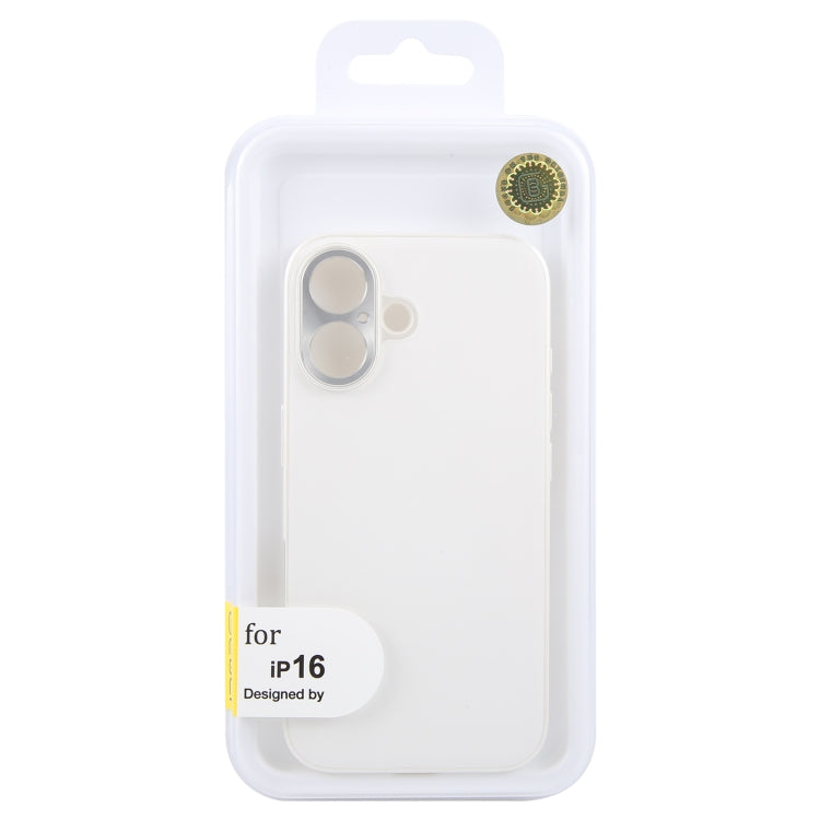 For iPhone 16 GEBEI Plain Leather TPU Hybrid PU Phone Case(White)
