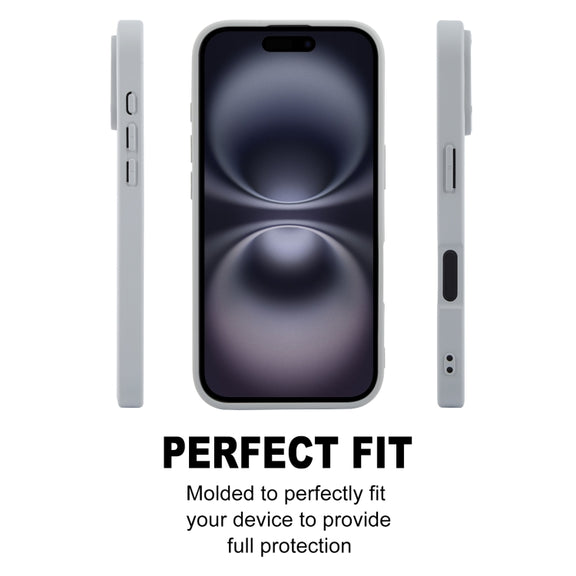 For iPhone 16 GEBEI Plain Leather TPU Hybrid PU Phone Case(Grey)
