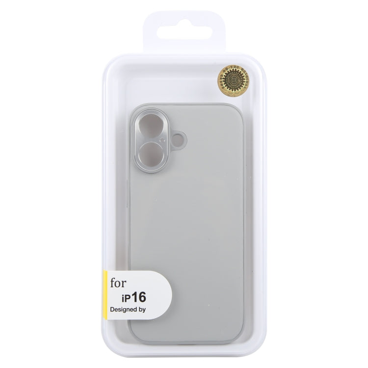 For iPhone 16 GEBEI Plain Leather TPU Hybrid PU Phone Case(Grey)