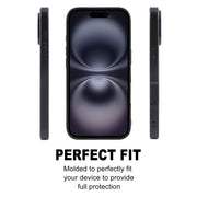 For iPhone 16 GEBEI Plain Leather TPU Hybrid PU Phone Case(Black)