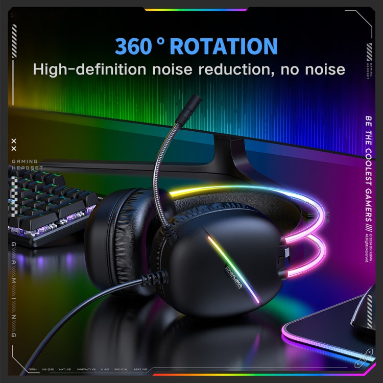 ONIKUMA X33 Head-mounted RGB Light E-Sports Gaming Headset, Cable Length: 2m(Black)