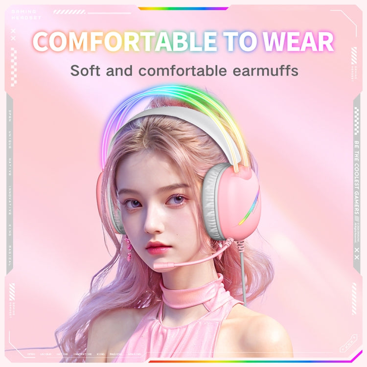 ONIKUMA X33 Head-mounted RGB Light E-Sports Gaming Headset, Cable Length: 2m(Pink)