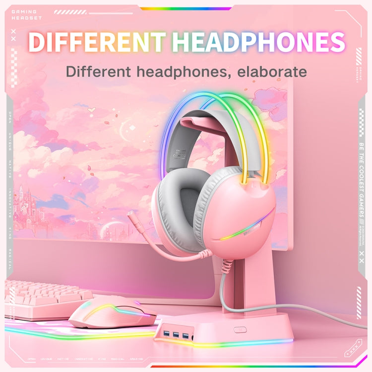 ONIKUMA X33 Head-mounted RGB Light E-Sports Gaming Headset, Cable Length: 2m(Pink)