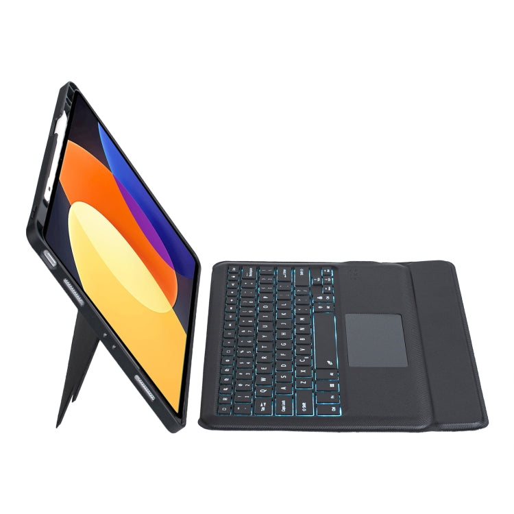For Xiaomi Pad 5 12.4 Detachable Backlit Bluetooth Keyboard Leather Case with Touchpad(Black)