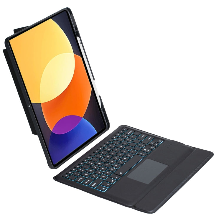 For Xiaomi Pad 5 12.4 Detachable Backlit Bluetooth Keyboard Leather Case with Touchpad(Black)
