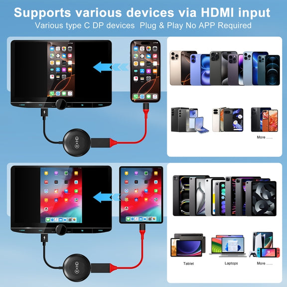 USB and HDMI Wired to Wireless CarPlay Auto Adapter, Specification:Round(Black)