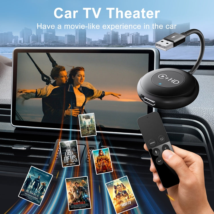 USB and HDMI Wired to Wireless CarPlay Auto Adapter, Specification:Round(Carbon Fiber)