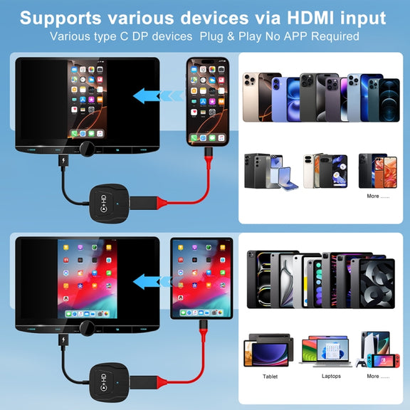 USB and HDMI Wired to Wireless CarPlay Auto Adapter, Specification:Square(Carbon Fiber)