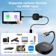USB and HDMI Wired to Wireless CarPlay Auto Adapter, Specification:Square(Carbon Fiber)