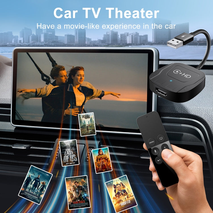 USB and HDMI Wired to Wireless CarPlay Auto Adapter, Specification:Square(Carbon Fiber)