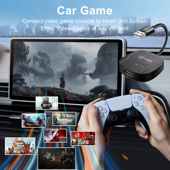 USB and HDMI Wired to Wireless CarPlay Auto Adapter, Specification:Square(Carbon Fiber)