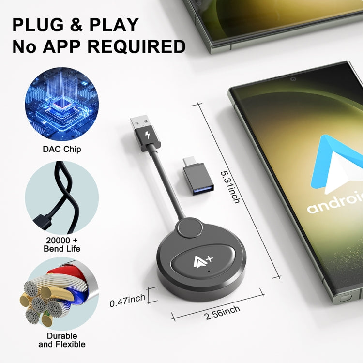 USB Interface Wired to Wireless CarPlay Auto Adapter for Android, Specification:Round(White)