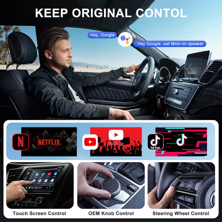USB Interface Wired to Wireless CarPlay Auto Adapter for Android, Specification:Square(Black)