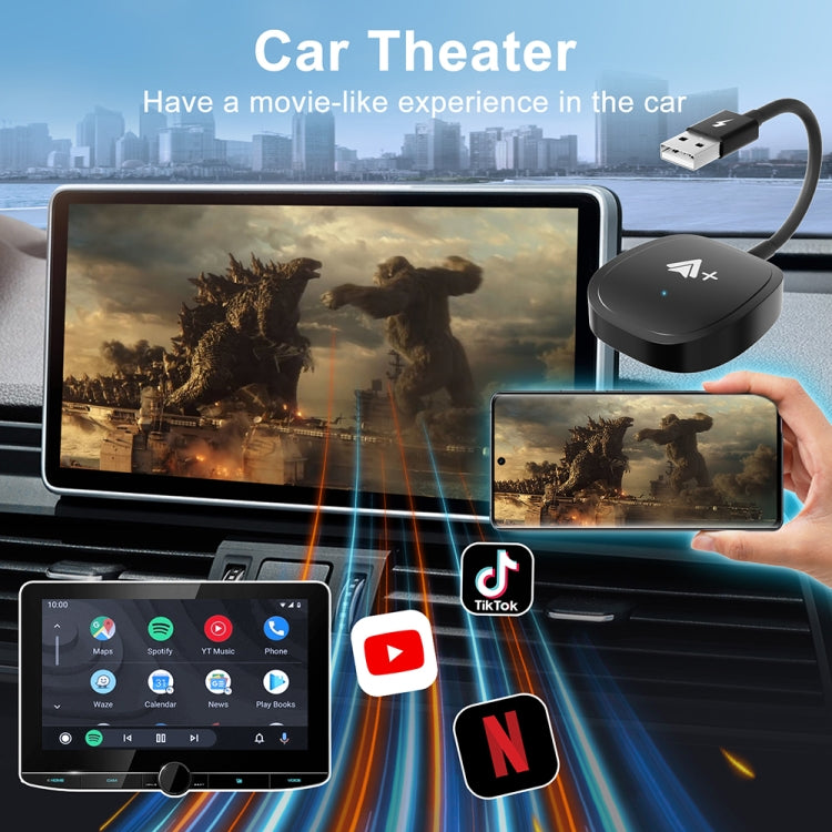 USB Interface Wired to Wireless CarPlay Auto Adapter for Android, Specification:Square(Silver)