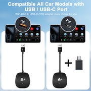 USB Interface Wired to Wireless CarPlay Auto Adapter for Android, Specification:Square(Black)