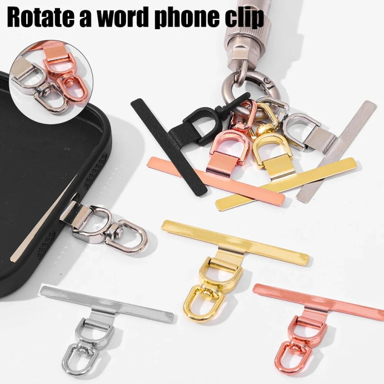 360 Degree Rotation T-shape Metal Mobile Phone Lanyard Fixing Gasket(Silver)