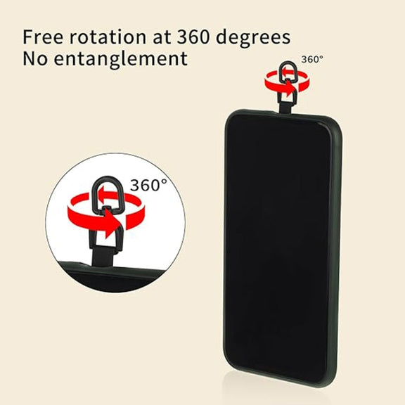 360 Degree Rotation Oval Metal Mobile Phone Lanyard Fixing Gasket(Black)