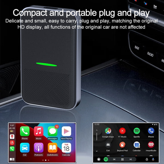 CarPlay and Android Auto Wireless Car Connectivity Box, Specification: Square(Black)
