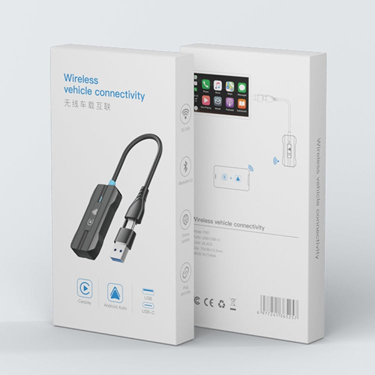 CarPlay and Android Auto Dual Interface Wireless Car Connectivity Box, Length:20cm(Black)