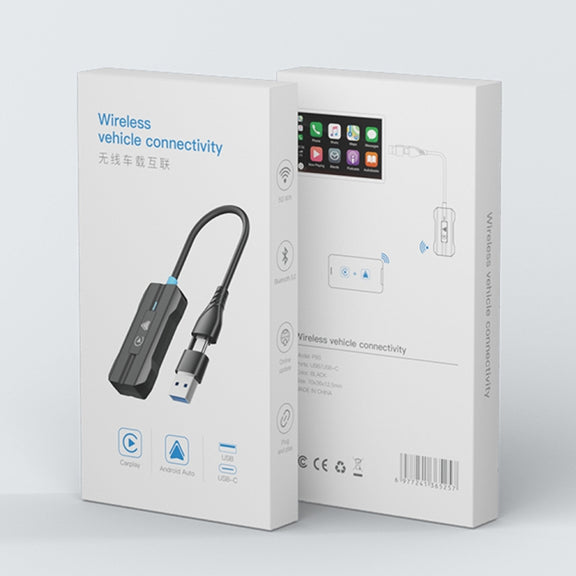 CarPlay and Android Auto Dual Interface Wireless Car Connectivity Box, Length:20cm(Black)