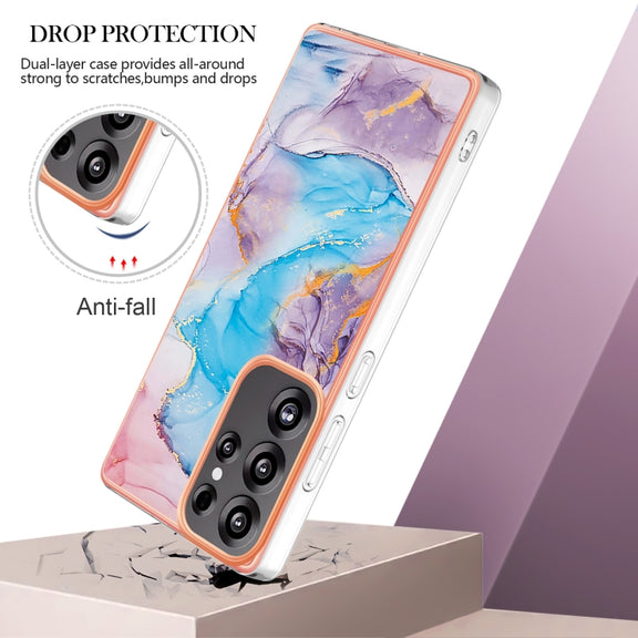 For Samsung Galaxy S25 Ultra 5G Electroplating IMD TPU Phone Case(Blue Marble)