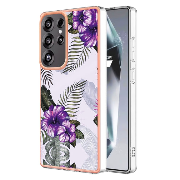 For Samsung Galaxy S25 Ultra 5G Electroplating IMD TPU Phone Case(Purple Flower)