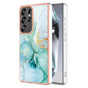 For Samsung Galaxy S25 Ultra 5G Electroplating Marble Pattern Dual-side IMD TPU Shockproof Phone Case(Green 003)