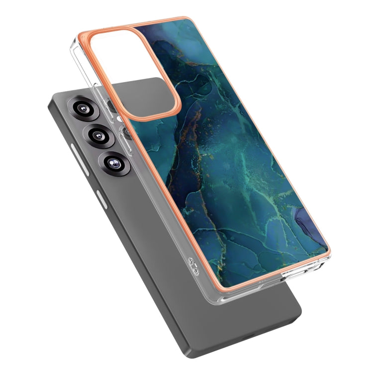 For Samsung Galaxy S25 Ultra 5G Electroplating Marble Dual-side IMD Phone Case(Green 017)
