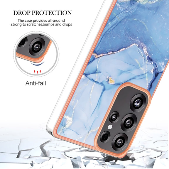 For Samsung Galaxy S25 Ultra 5G Electroplating Marble Dual-side IMD Phone Case(Blue 018)