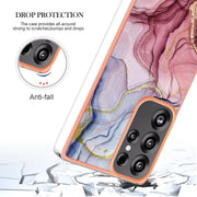 For Samsung Galaxy S25 Ultra 5G Electroplating Marble Dual-side IMD Phone Case(Rose Red 014)