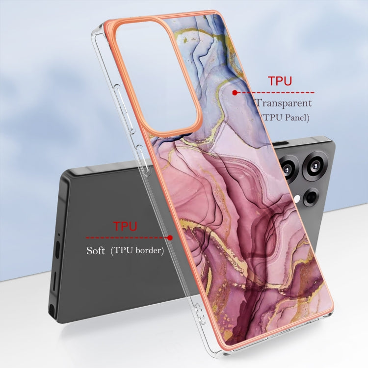 For Samsung Galaxy S25 Ultra 5G Electroplating Marble Dual-side IMD Phone Case(Rose Red 014)