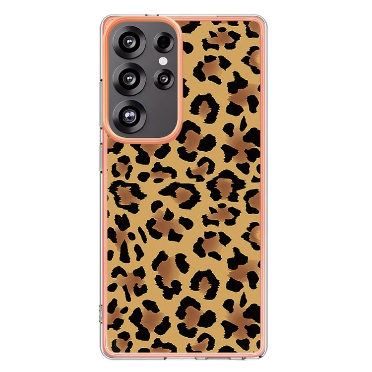 For Samsung Galaxy S25 Ultra 5G Electroplating Marble Dual-side IMD Phone Case(Leopard Print)