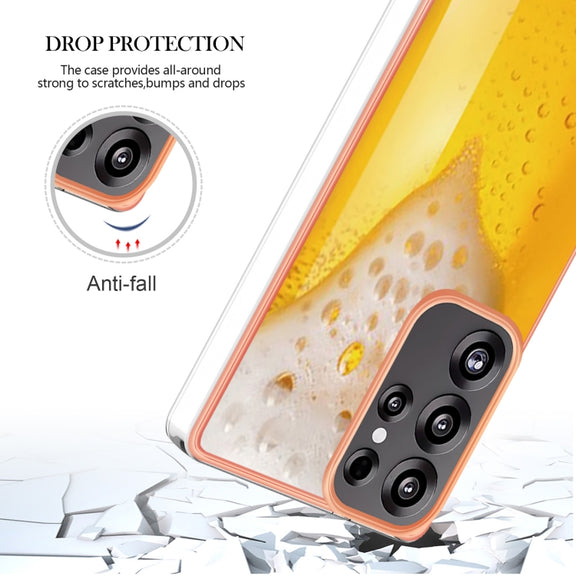 For Samsung Galaxy S25 Ultra 5G Electroplating Marble Dual-side IMD Phone Case(Draft Beer)