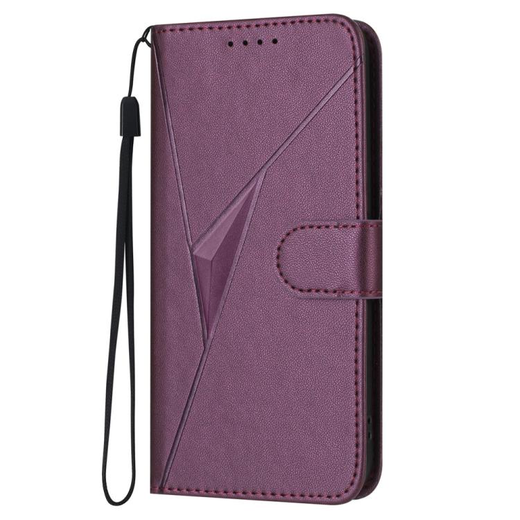 For iPhone 17 Triangle Pattern Buckle Clasp Leather Phone Case(Dark Purple)