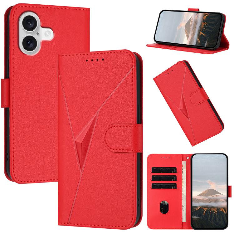 For iPhone 17 Triangle Pattern Buckle Clasp Leather Phone Case(Red)