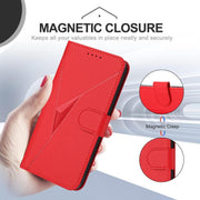 For iPhone 17 Triangle Pattern Buckle Clasp Leather Phone Case(Red)