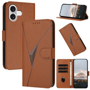 For iPhone 17 Triangle Pattern Buckle Clasp Leather Phone Case(Brown)