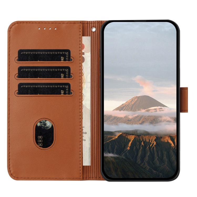 For iPhone 17 Triangle Pattern Buckle Clasp Leather Phone Case(Brown)