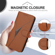 For iPhone 17 Triangle Pattern Buckle Clasp Leather Phone Case(Brown)