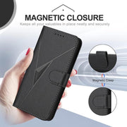 For iPhone 17 Triangle Pattern Buckle Clasp Leather Phone Case(Black)
