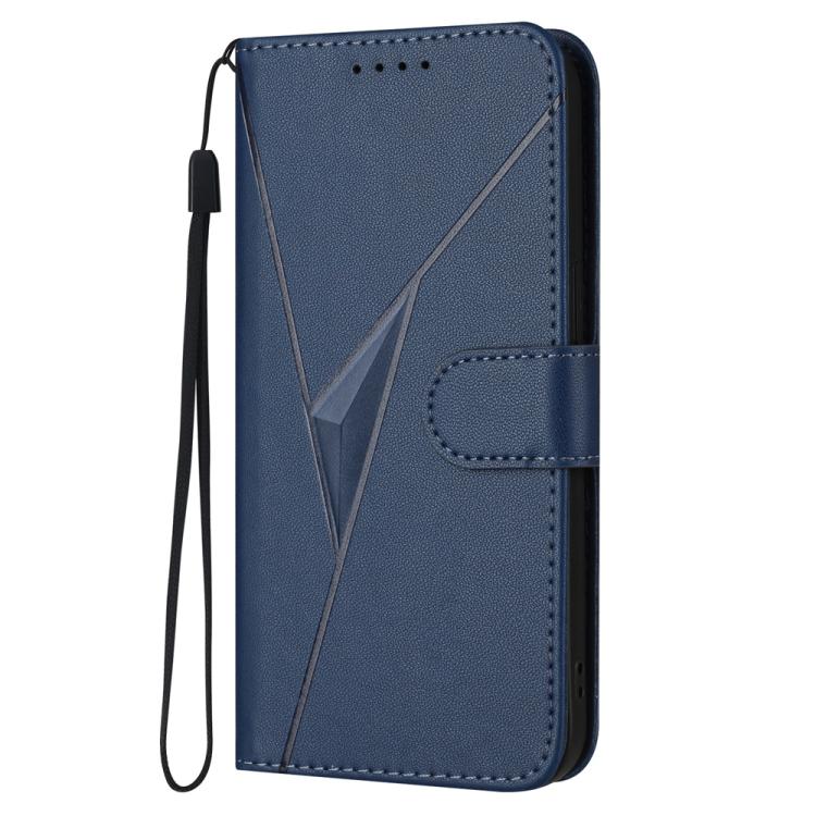 For iPhone 17 Triangle Pattern Buckle Clasp Leather Phone Case(Royal Blue)