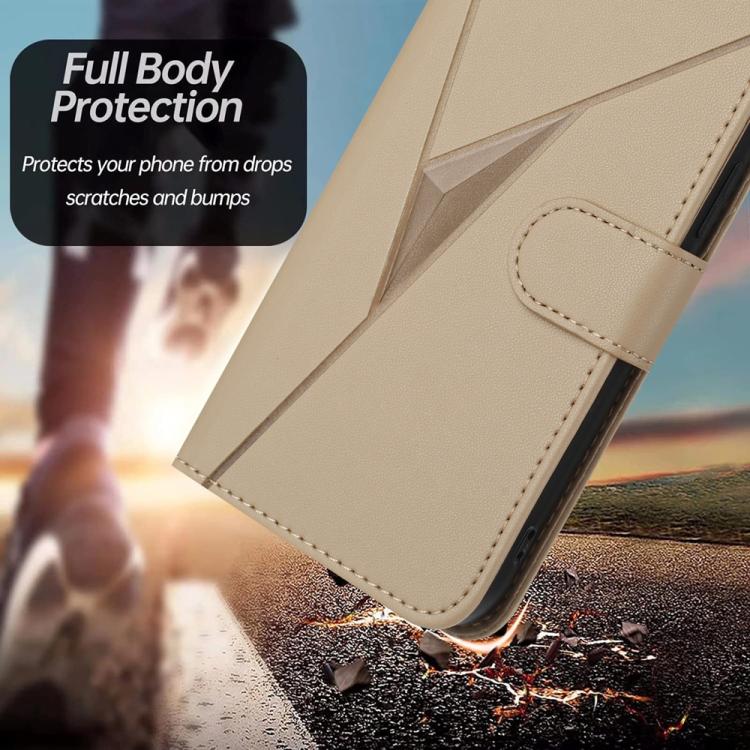 For iPhone 17 Triangle Pattern Buckle Clasp Leather Phone Case(Gold)