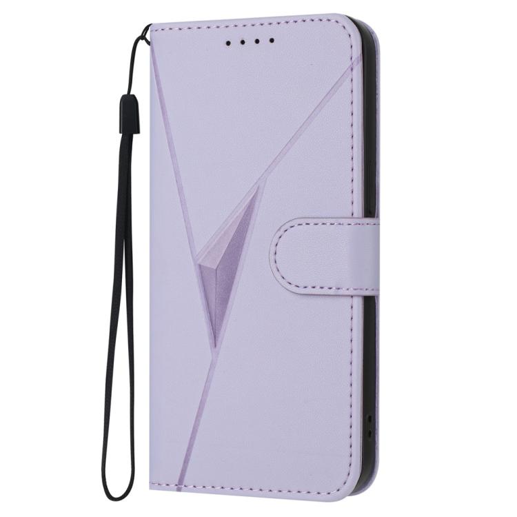 For iPhone 17 Triangle Pattern Buckle Clasp Leather Phone Case(Light Purple)