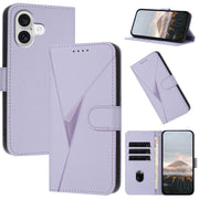 For iPhone 17 Triangle Pattern Buckle Clasp Leather Phone Case(Light Purple)