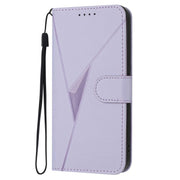 For iPhone 17 Triangle Pattern Buckle Clasp Leather Phone Case(Light Purple)
